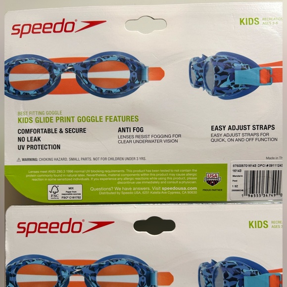 Speedo Kids Ages 3-6 Easy Adjustable Straps Goggles Set of Two New - Picture 4 of 4